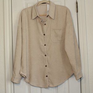 Miholl Cream Corduroy Shacket Sz Medium